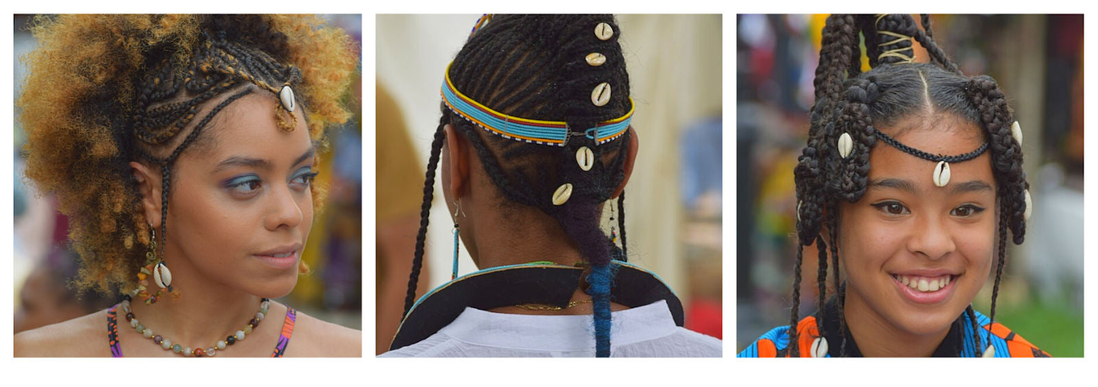 Cowrie Shells in Locs and Natural Hair