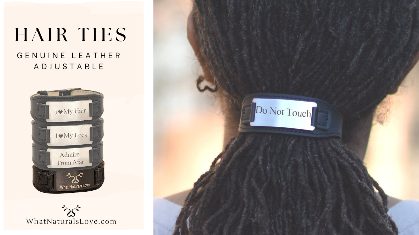 Leather Hair tie for Locs Ponytail - do not touc my hair hair tie