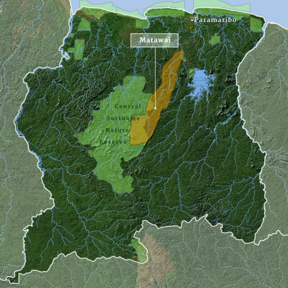 Map of Suriname travelling