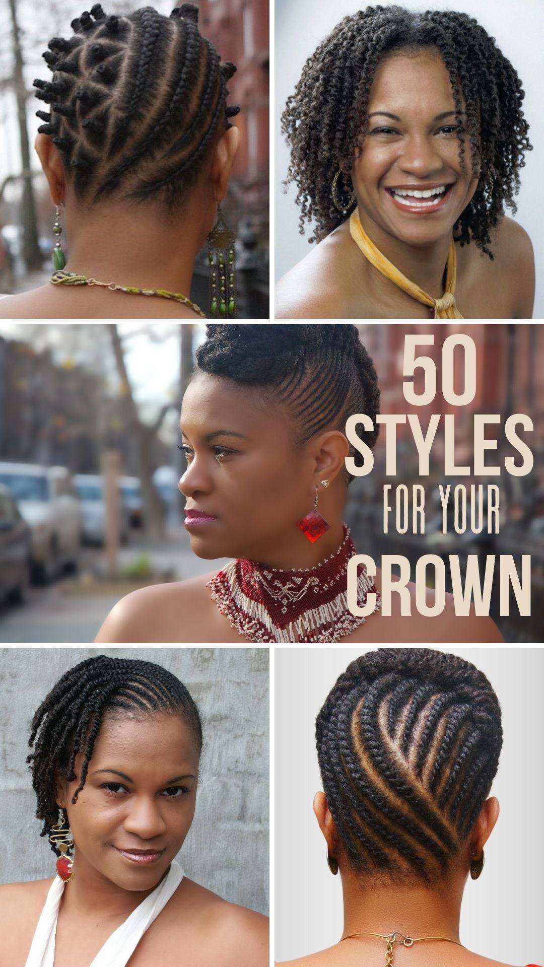 Collage of natural hairstyles of the book 50 Styles by Your Crown&