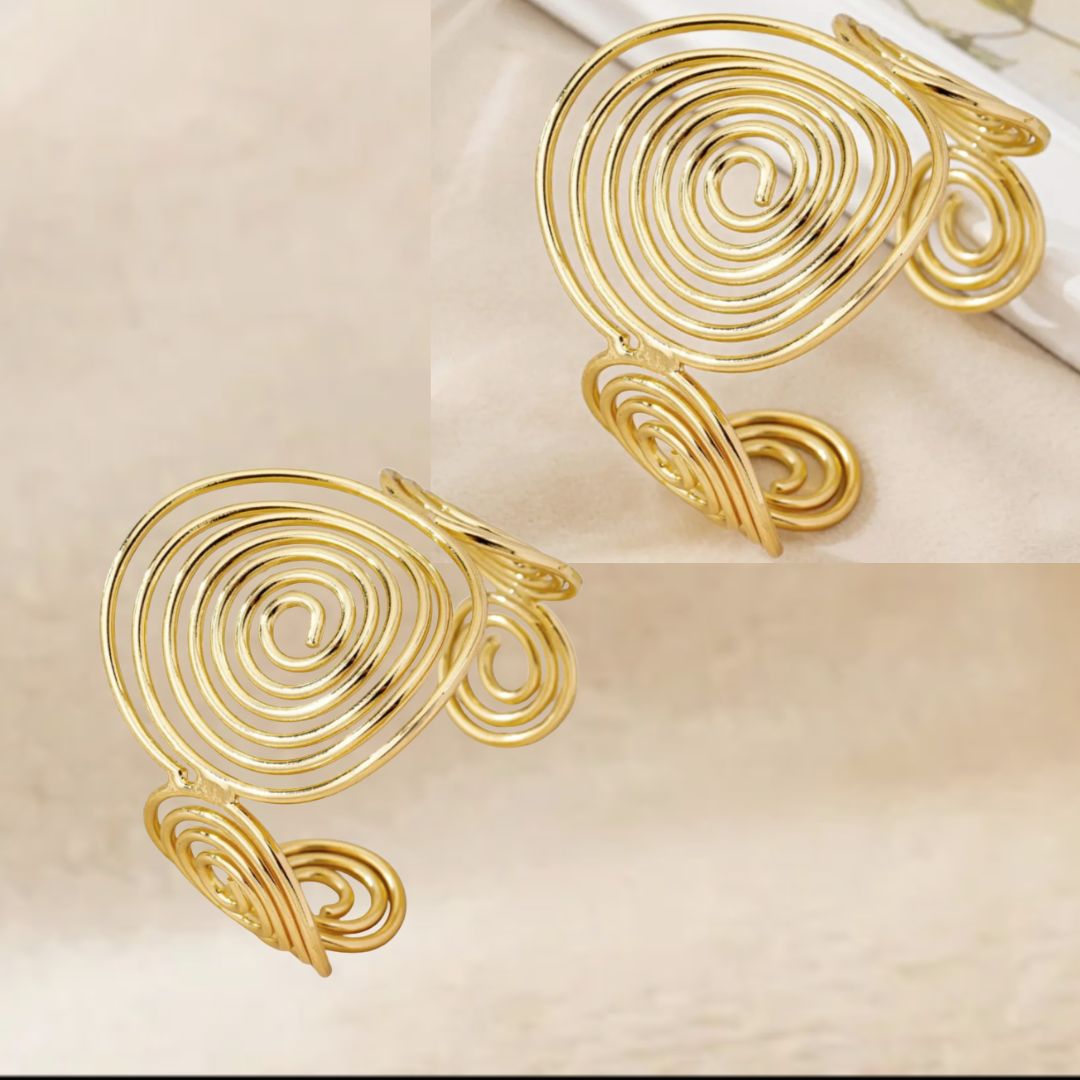 Gold Swirl Hair Cuff – Bold Adjustable Statement Accessory for Ponytails