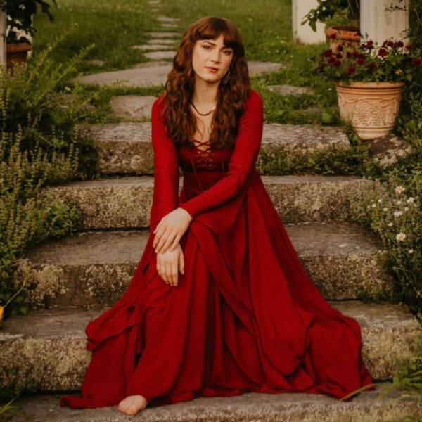 Maxi Dress with Bathwing sleeves