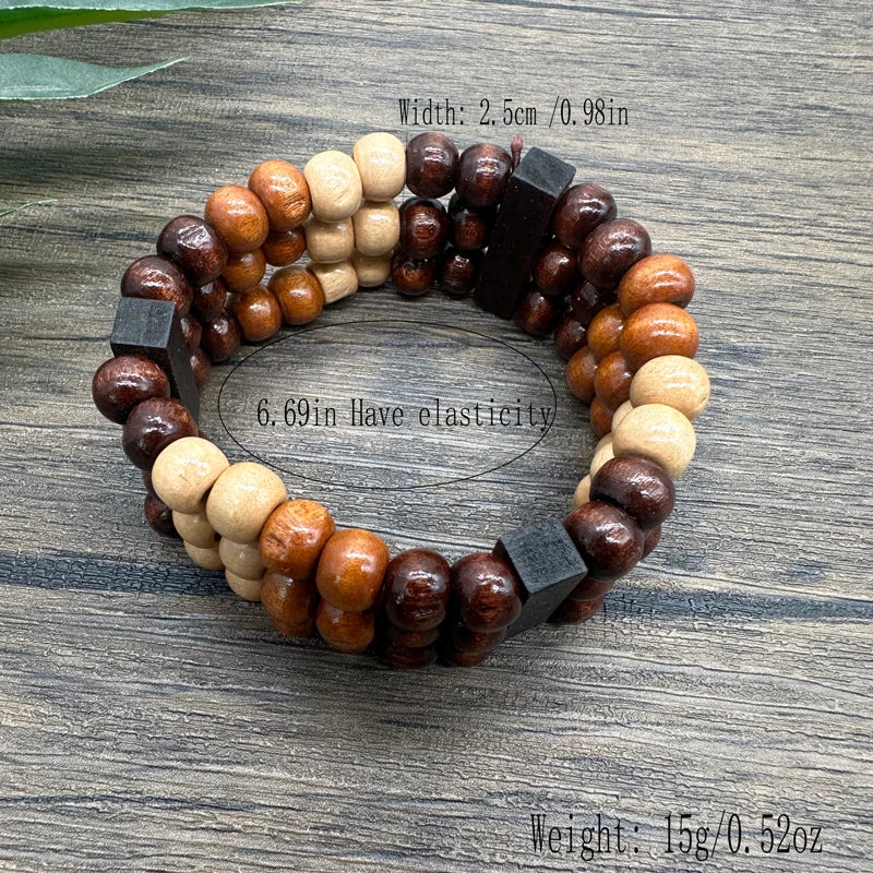 Bohemian Multilayer Wooden Bead Bracelet - Size