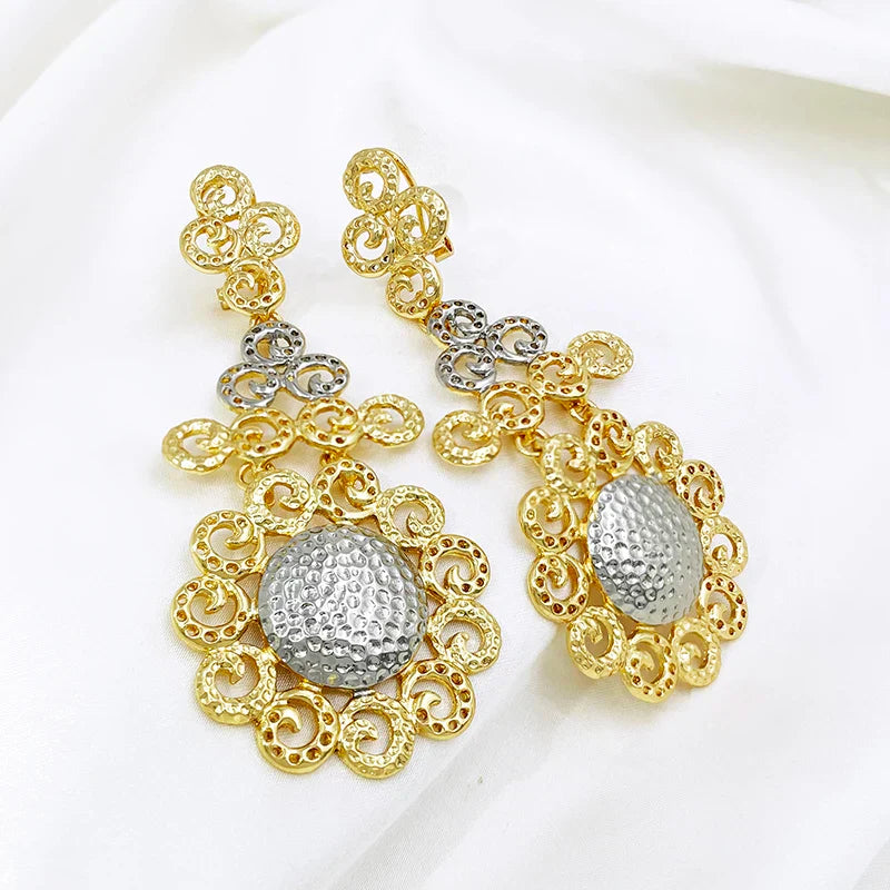 Elegant Two-Tone Long Dangle Drop Earrings