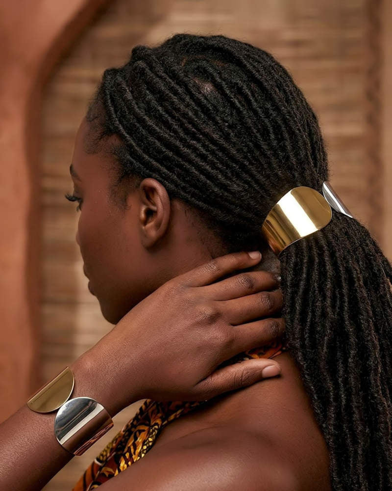 Gold & Silver Ponytail Holder for Locs, Sisterlocks & Braids