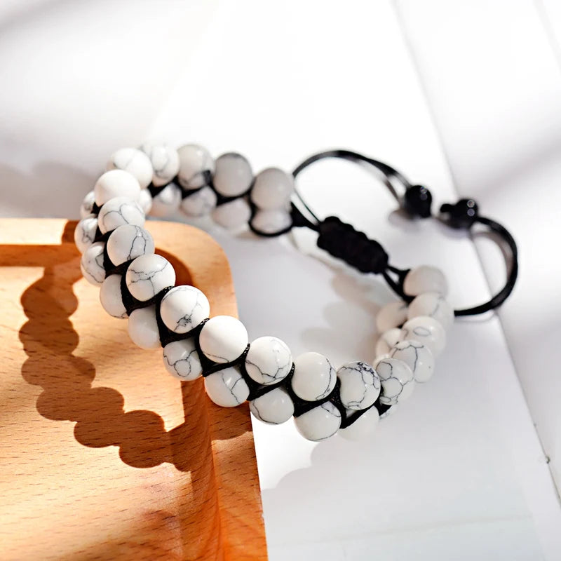 Vulcanic stone double beaded Hair Tie - Bracelet