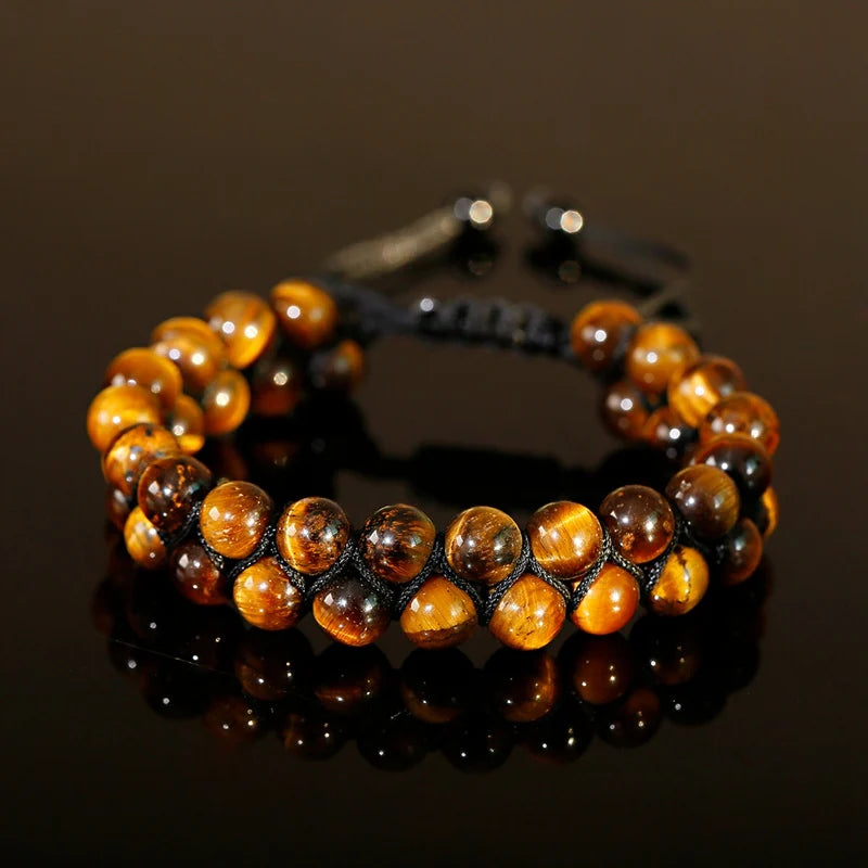 Vulcanic stone double beaded Hair Tie - Bracelet
