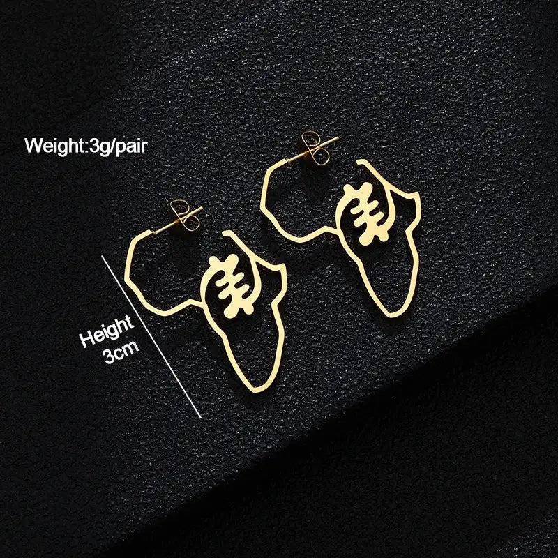 Lightweight gold African Adinkra earrings with a 3cm height and 3g weight. Elegant and symbolic jewelry for everyday wear.