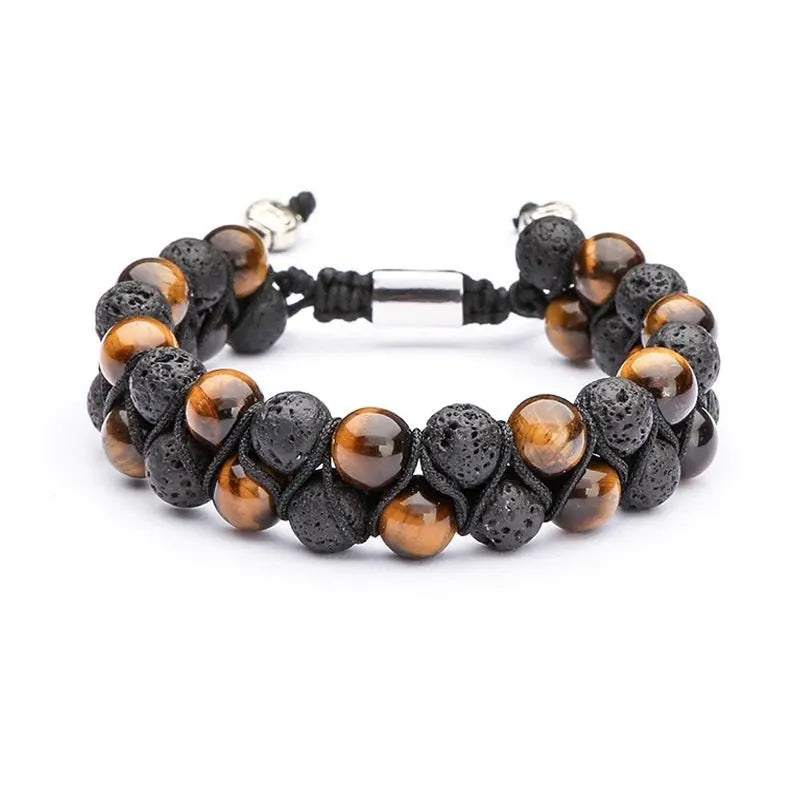 Vulcanic stone double beaded Hair Tie - Bracelet