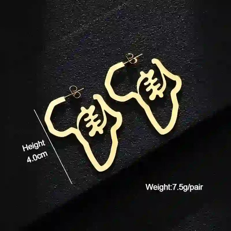 Gold African Adinkra earrings with a 4.0cm height and 7.5g weight. Unique cultural jewelry piece for stylish accessorizing.