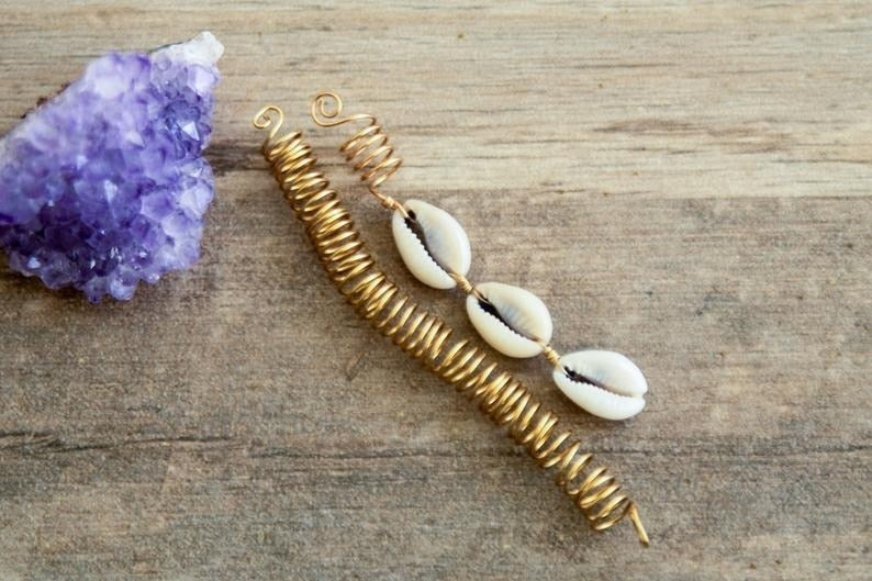 Cowrie shell Hair Jewelry for Weddings Locs, Braids, Sisterlocks