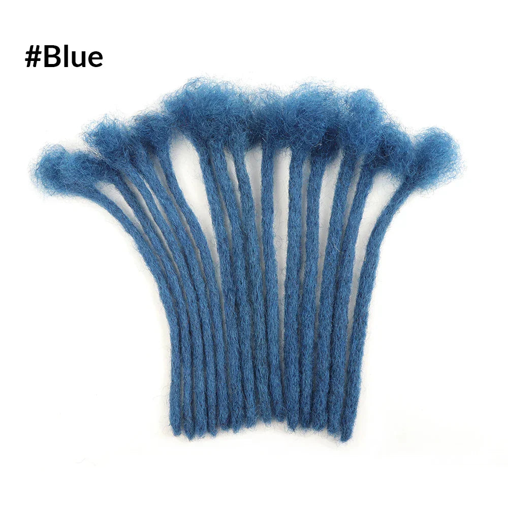 Blue human hair loc extensions in shade