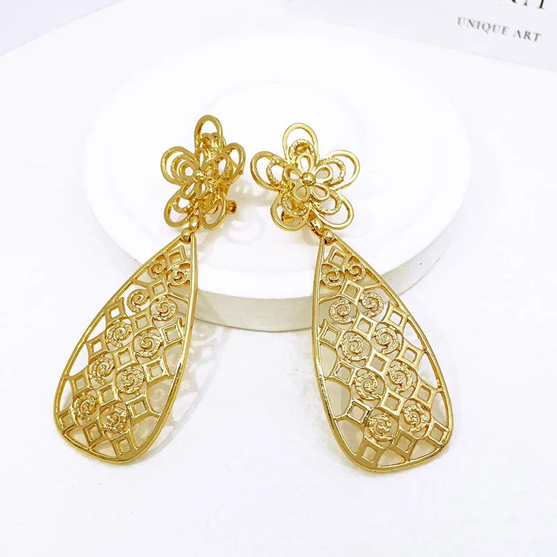 Luxurious Two-Tone Gold Drop Earrings Gold
