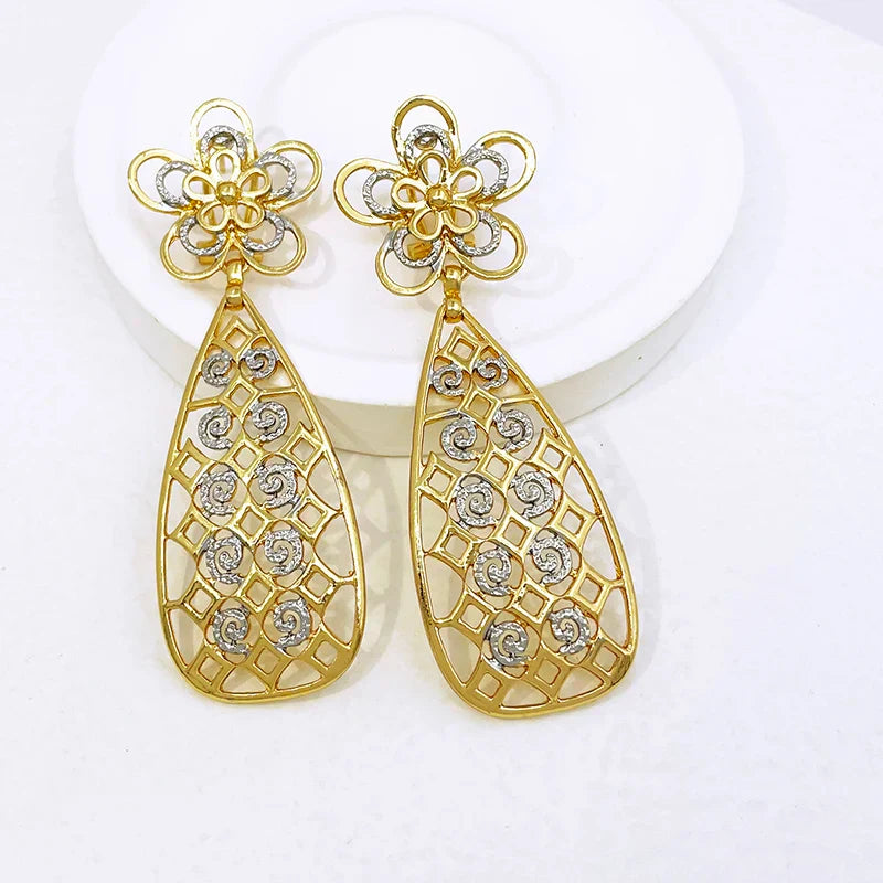Luxurious Two-Tone Gold Drop Earrings