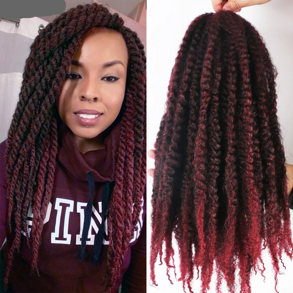 Marley Twist Crochet Hair - Black with Red