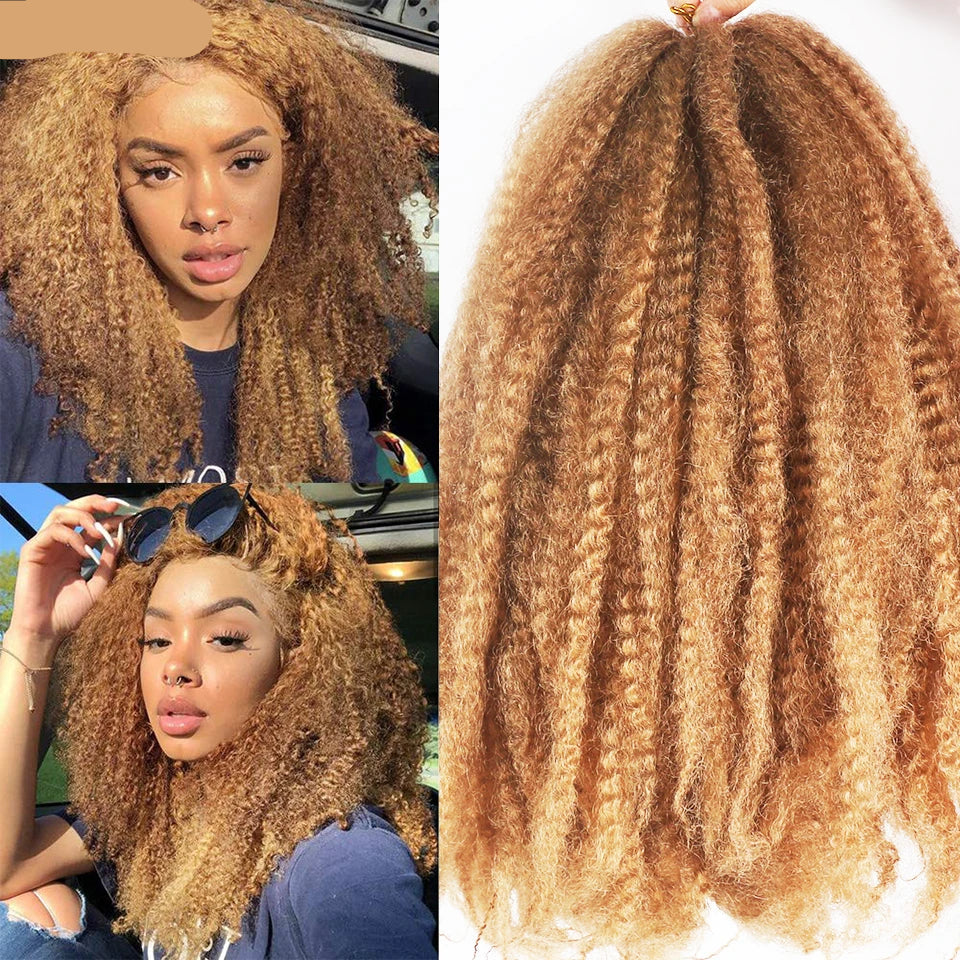 woman with the blond Marley Twist Crochet Hair