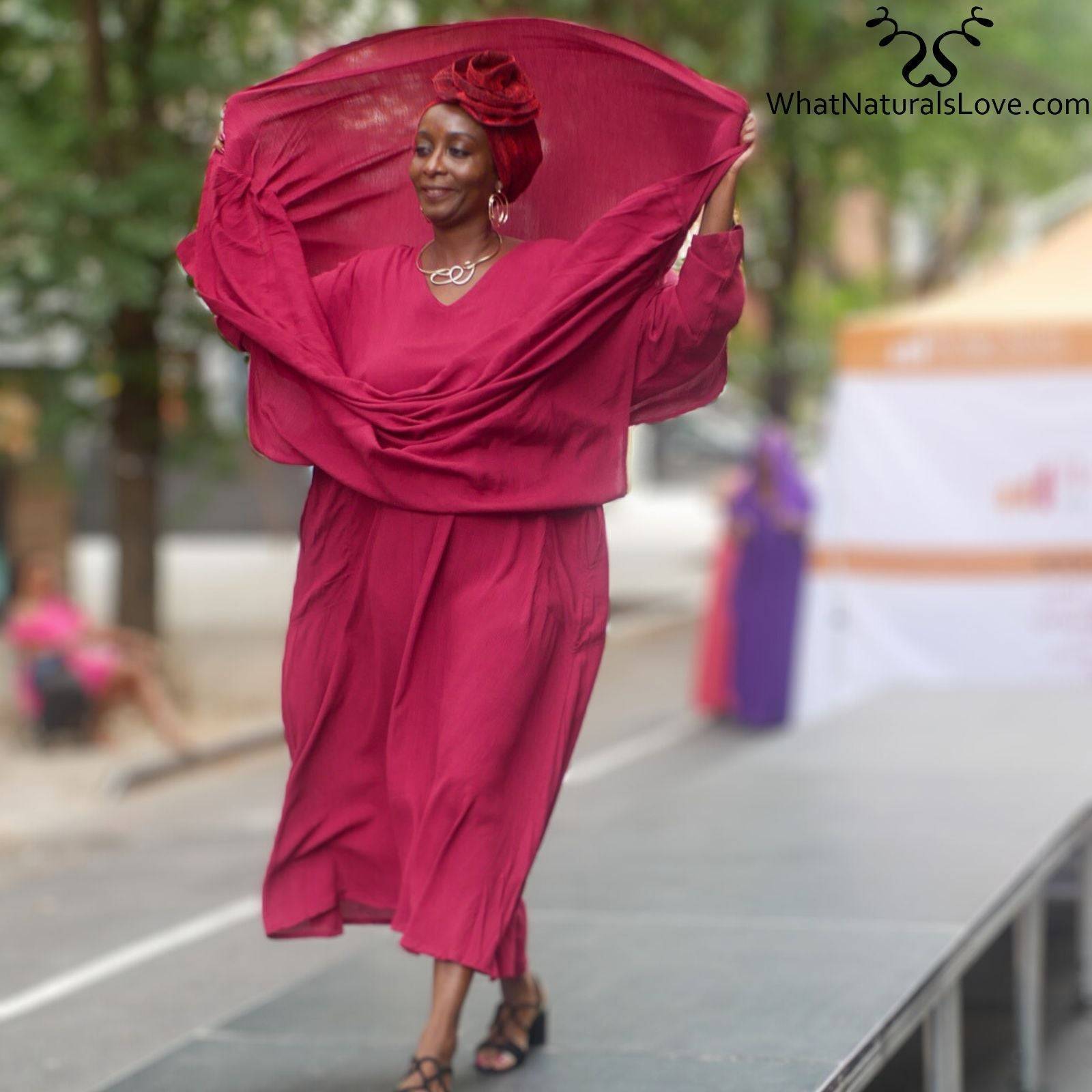 Moroccan Magic Dress with sleeves in maroon Perfect for Memorial Day 2024