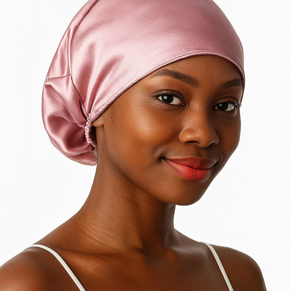 Black woman with the pink silk bonnet