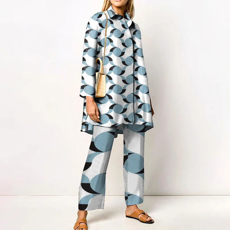 Vintage Printed Pant Sets for Women - Chic Autumn Style