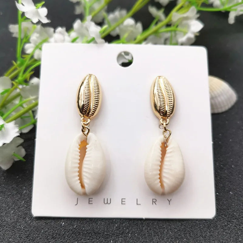 Cowrie Shell Earrings Small and Elegant