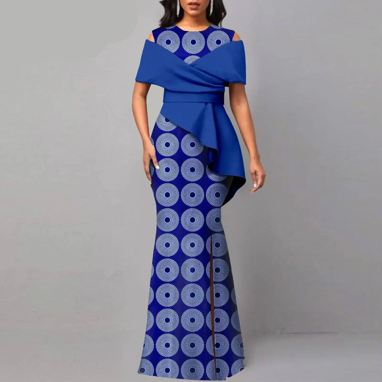 Blue patterned dress with &