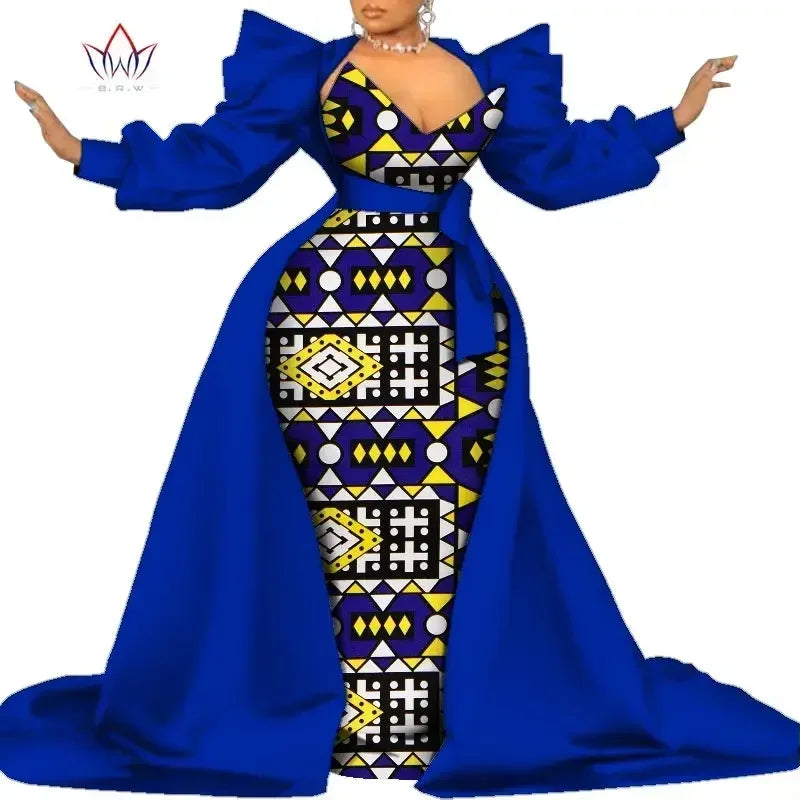 Robe Ankara africaine super élégante avec un train