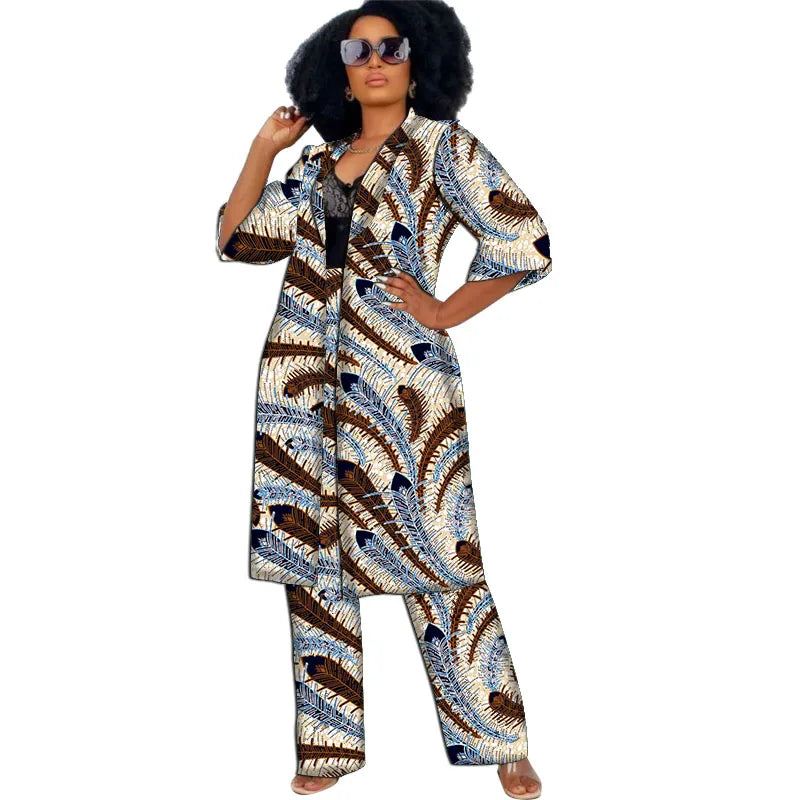 Elegant Ankara 2-Piece Pant Set with Long Jacket