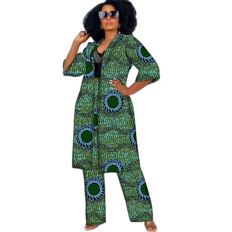 Elegant Ankara 2-Piece Pant Set with Long Jacket
