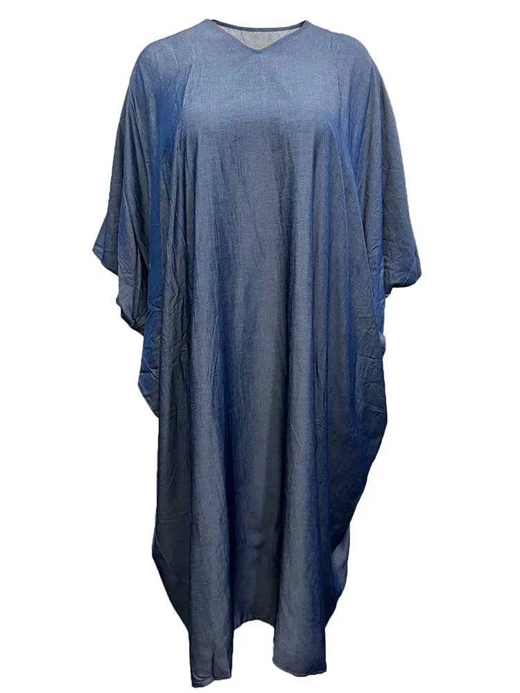 Indigo Flow Kaftan Maxi Dress
