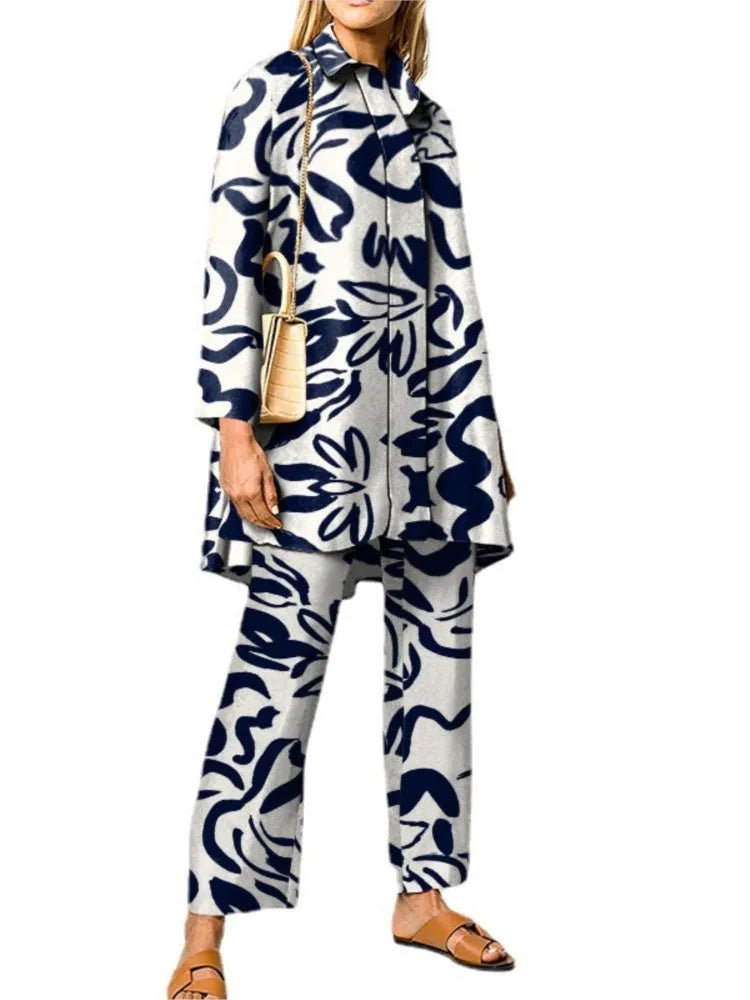 Vintage Printed Pant Sets for Women - Chic Autumn Style
