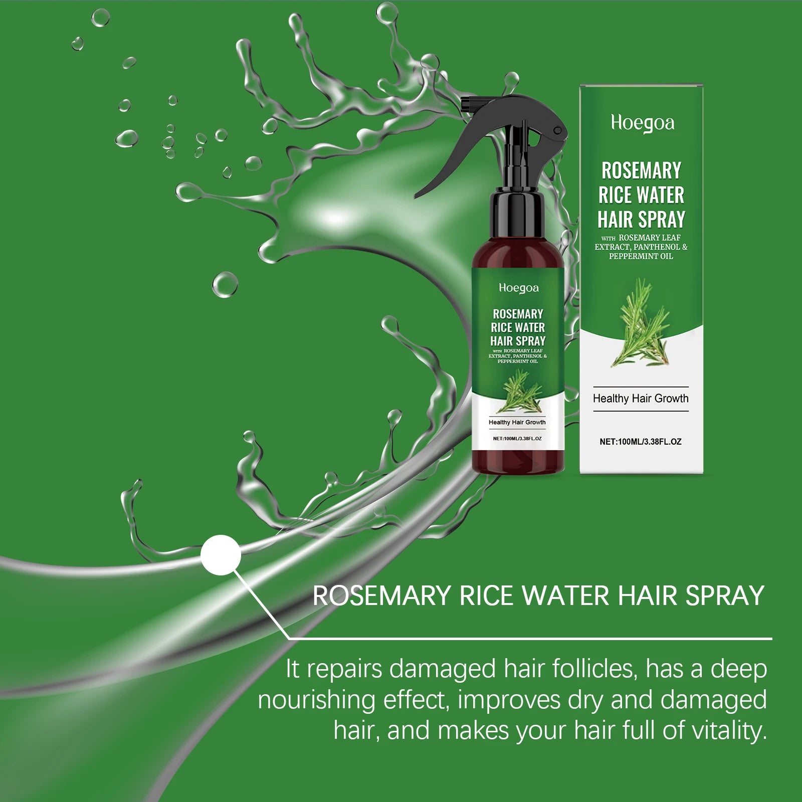 Rice Water Hair Spray with Rosemary (3.38 fl oz / 100ml)