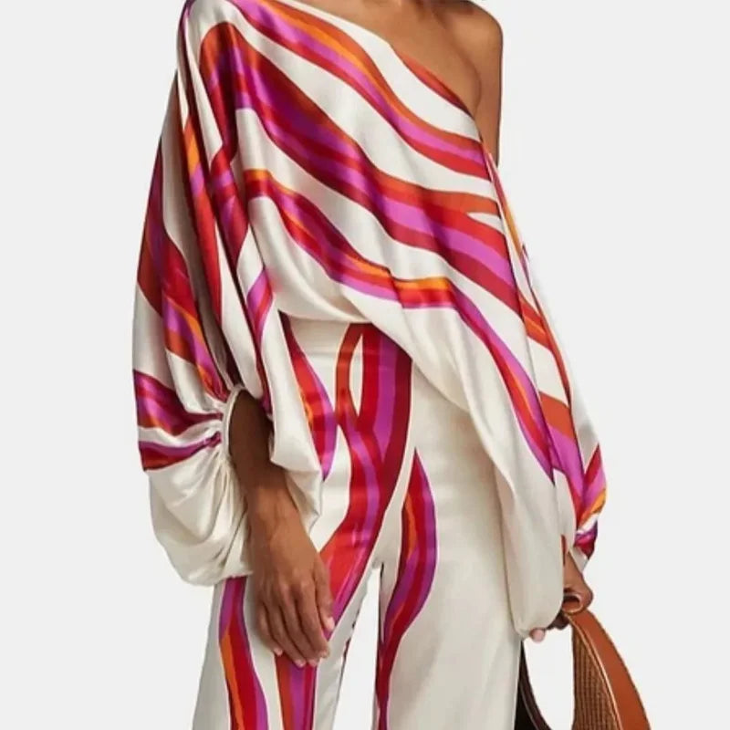 Elegant Off-Shoulder Pants Set Outfit for women