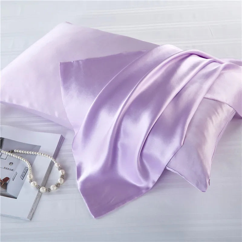 Lavender natural mulberry silk pillowcase for locs. Ultra-soft, breathable, and designed to protect hair from frizz and breakage.