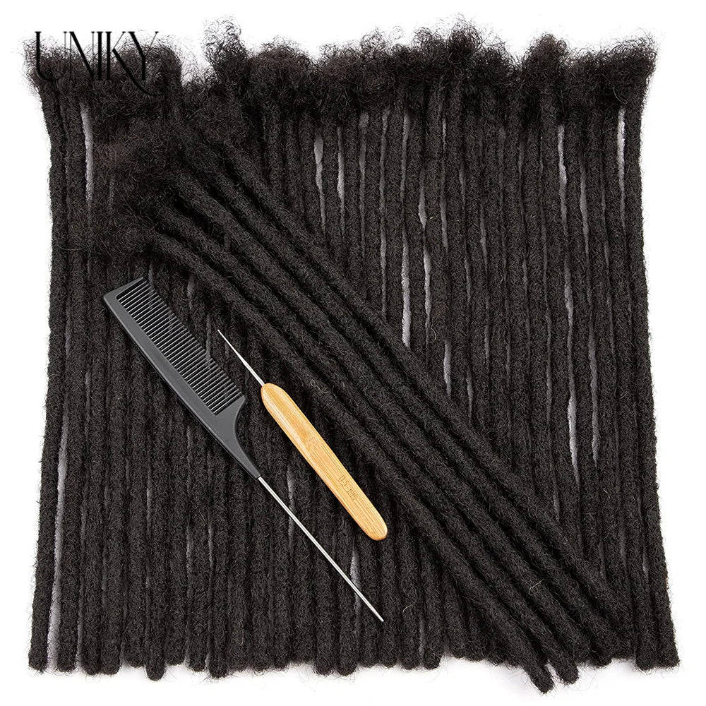 60 Strands Dreadlock Extensions For Men/Women Afro Kinky Straight 100% Human Hair Handmade Loc Extensions Hair Braids Crochet