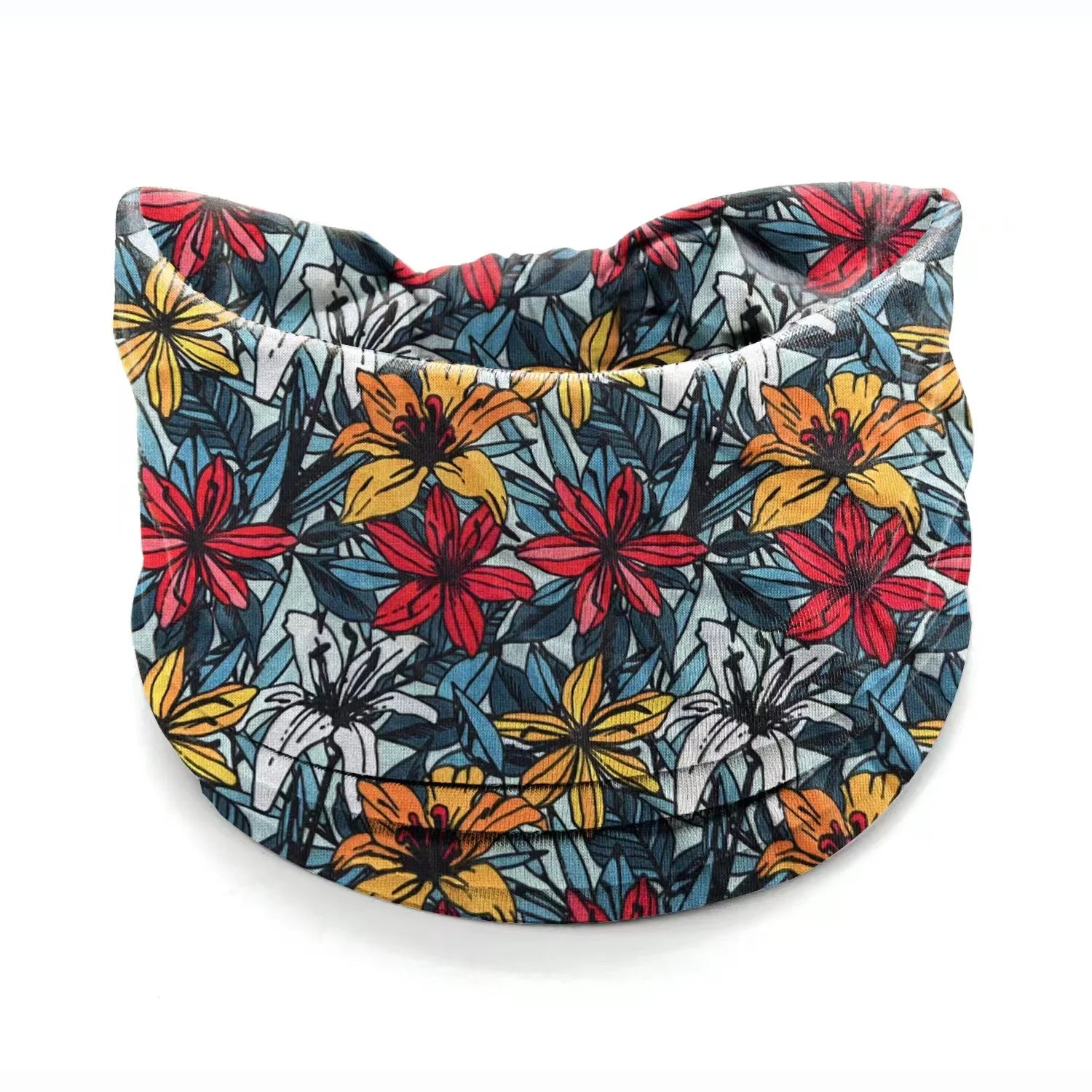 Floral print yoga headband with a soft and stretchy fit, perfect for braids, locs, sisterlocks, and dreadlocks. Stylish and breathable design.
