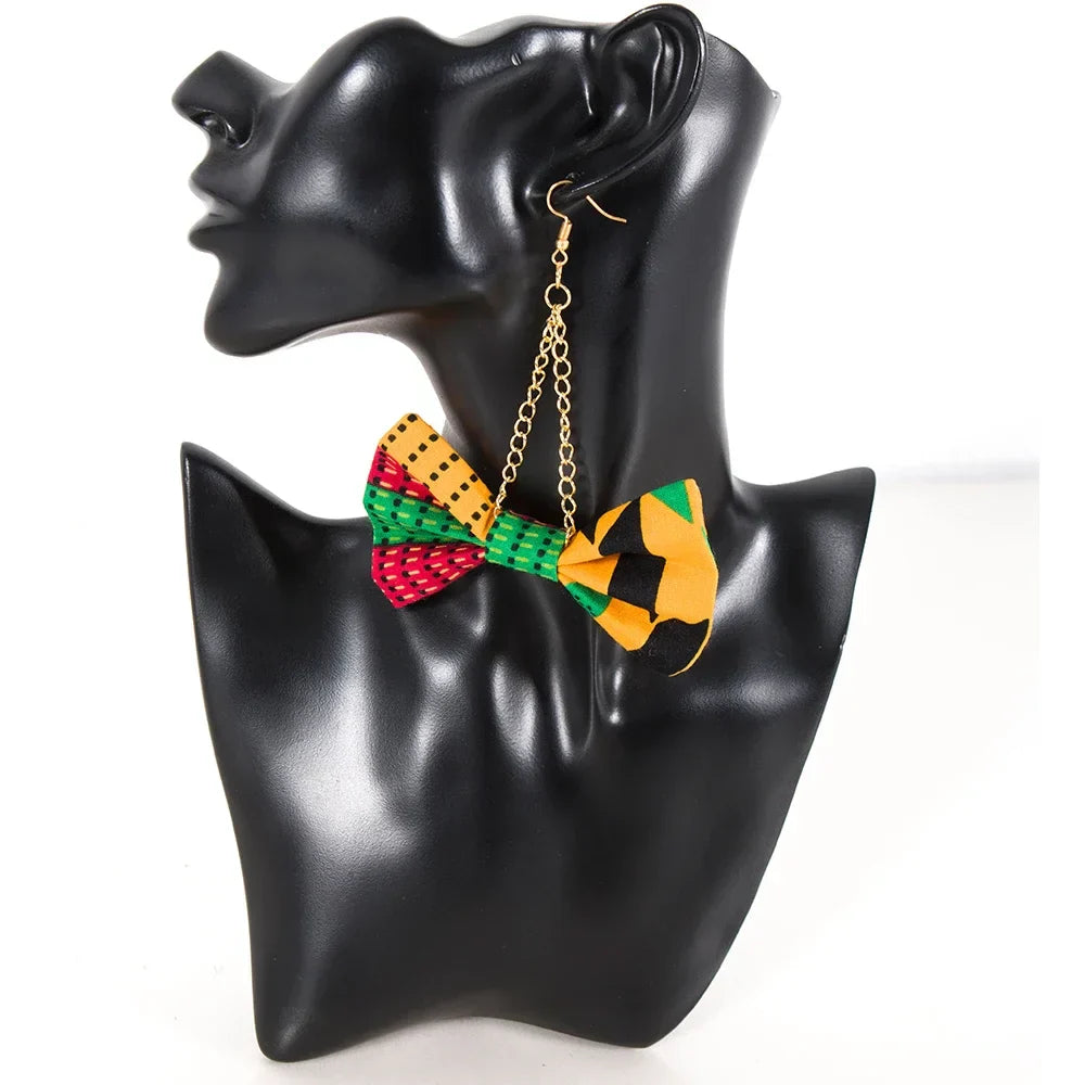 Handmade African Fabric Earrings With Tassels