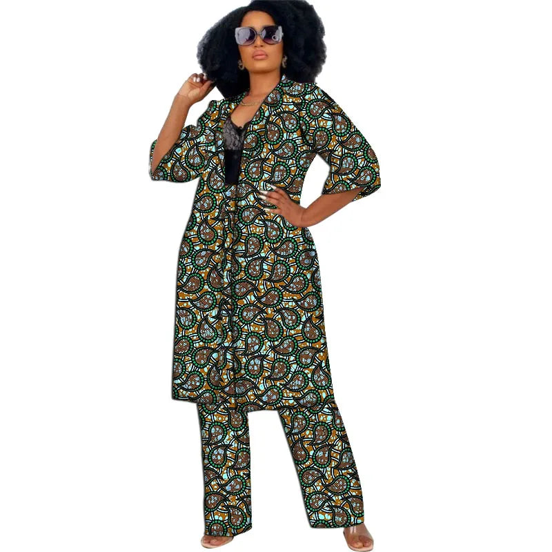 Elegant Ankara 2-Piece Pant Set with Long Jacket