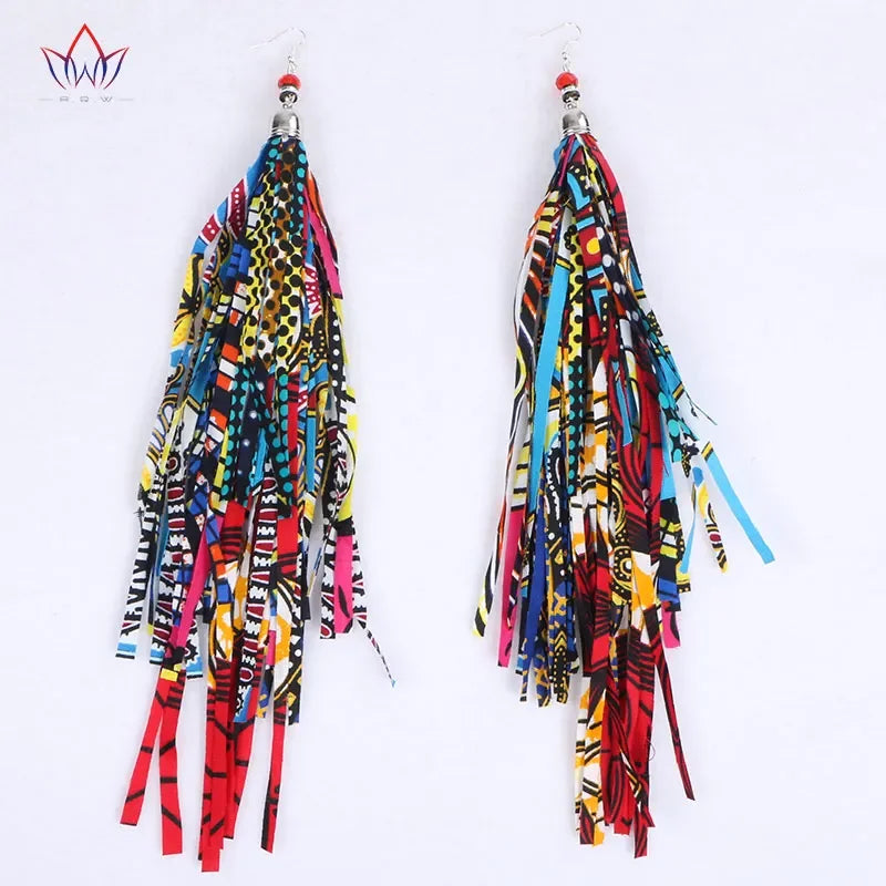 Handmade African Fabric Earrings With Tassels
