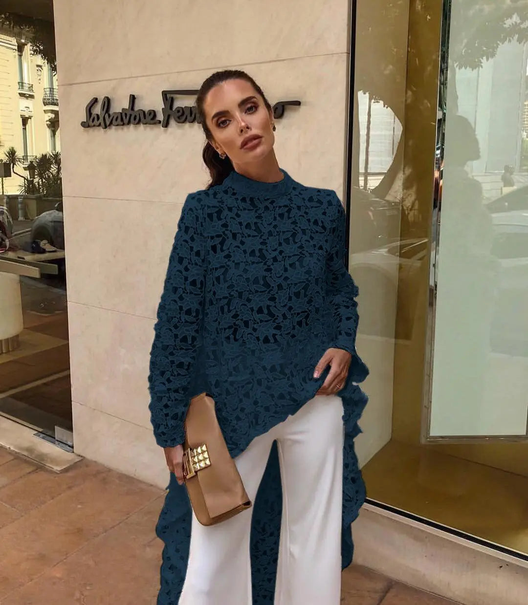 White Lace Long Sleeve Tops for Women - Stylish Blouse