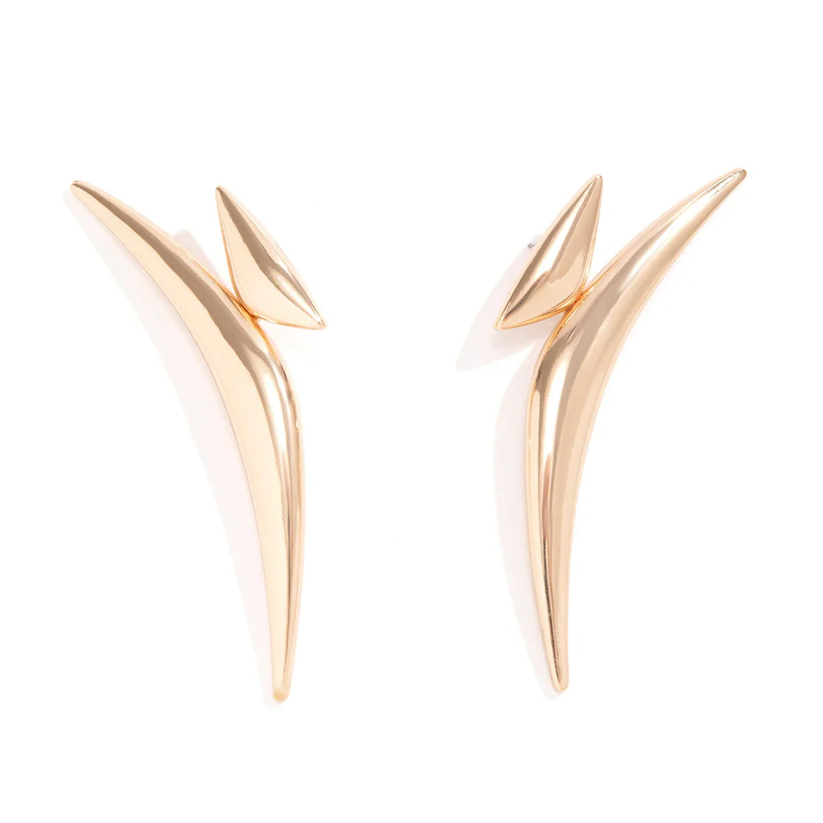 Sleek Aeonian Ear Wings in gold-tone metal with a geometric, elongated design. Stylish and modern earrings for a bold fashion statement.