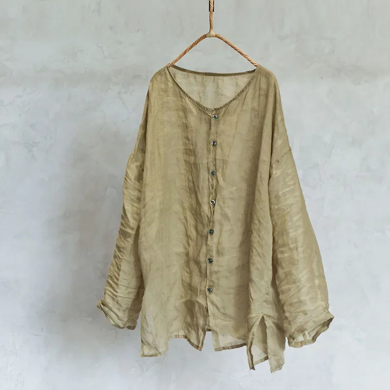 Vintage Linen Mori Blouse: Eco-Friendly Summer Fashion
