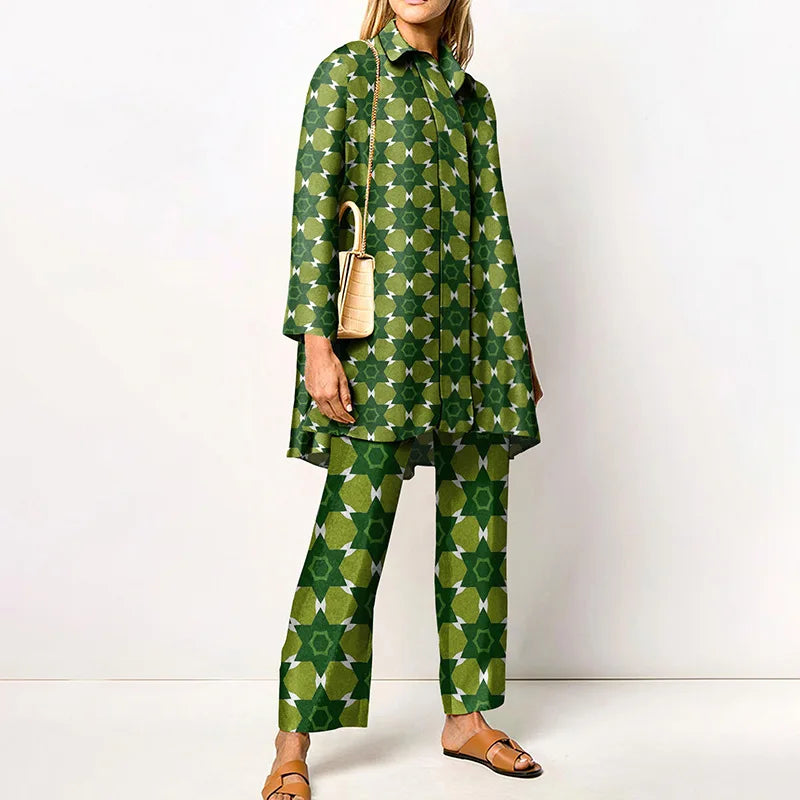 Vintage Printed Pant Sets for Women - Chic Autumn Style