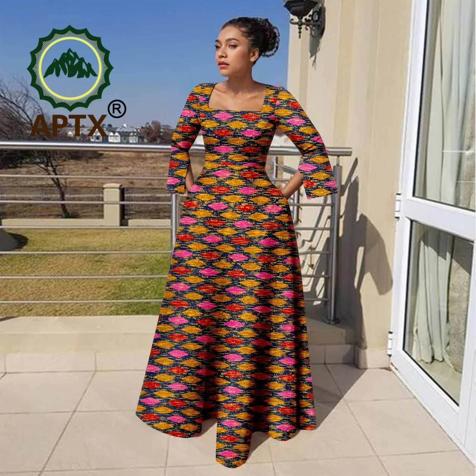 Ankara Maxi Dress with Pockets for Curvy bodies