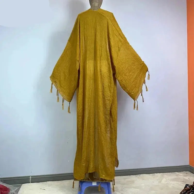 Kimono Kaftan Boho Soft Cardigan Fringed sleeves