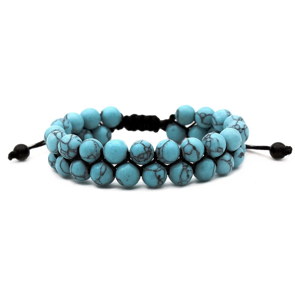 Vulcanic stone double beaded Hair Tie - Bracelet
