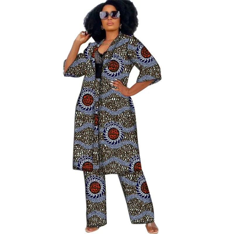Elegant Ankara 2-Piece Pant Set with Long Jacket
