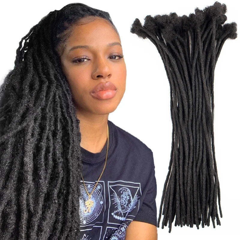 60 Strands Dreadlock Extensions For Men/Women Afro Kinky Straight 100% Human Hair Handmade Loc Extensions Hair Braids Crochet