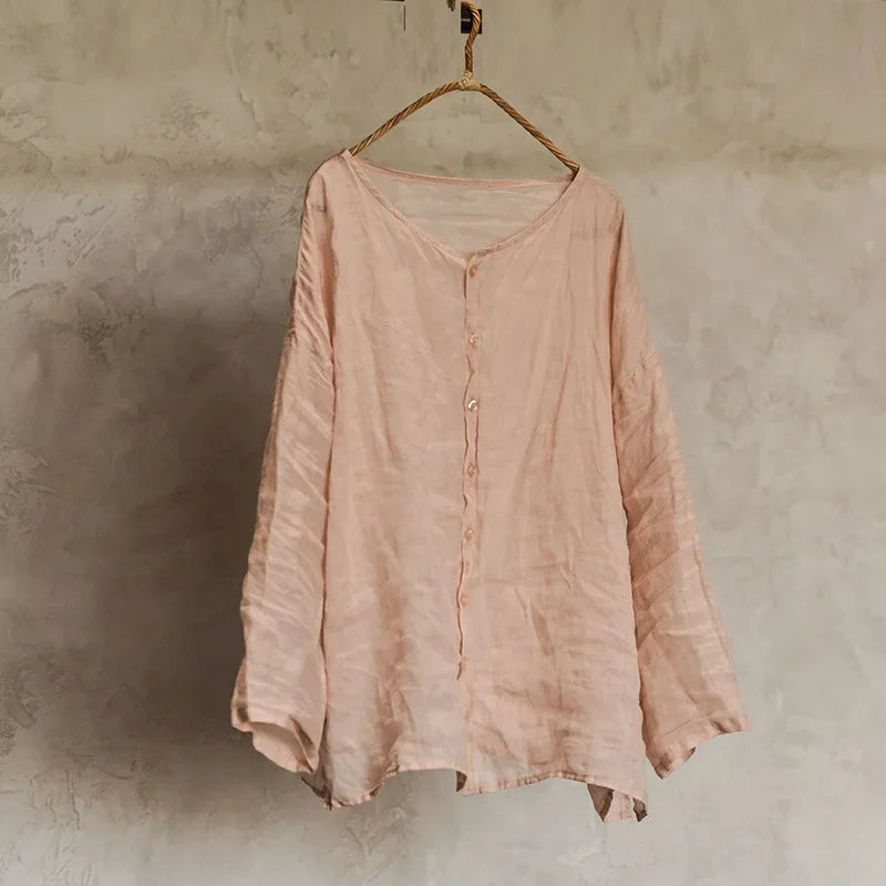Vintage Linen Mori Blouse: Eco-Friendly Summer Fashion