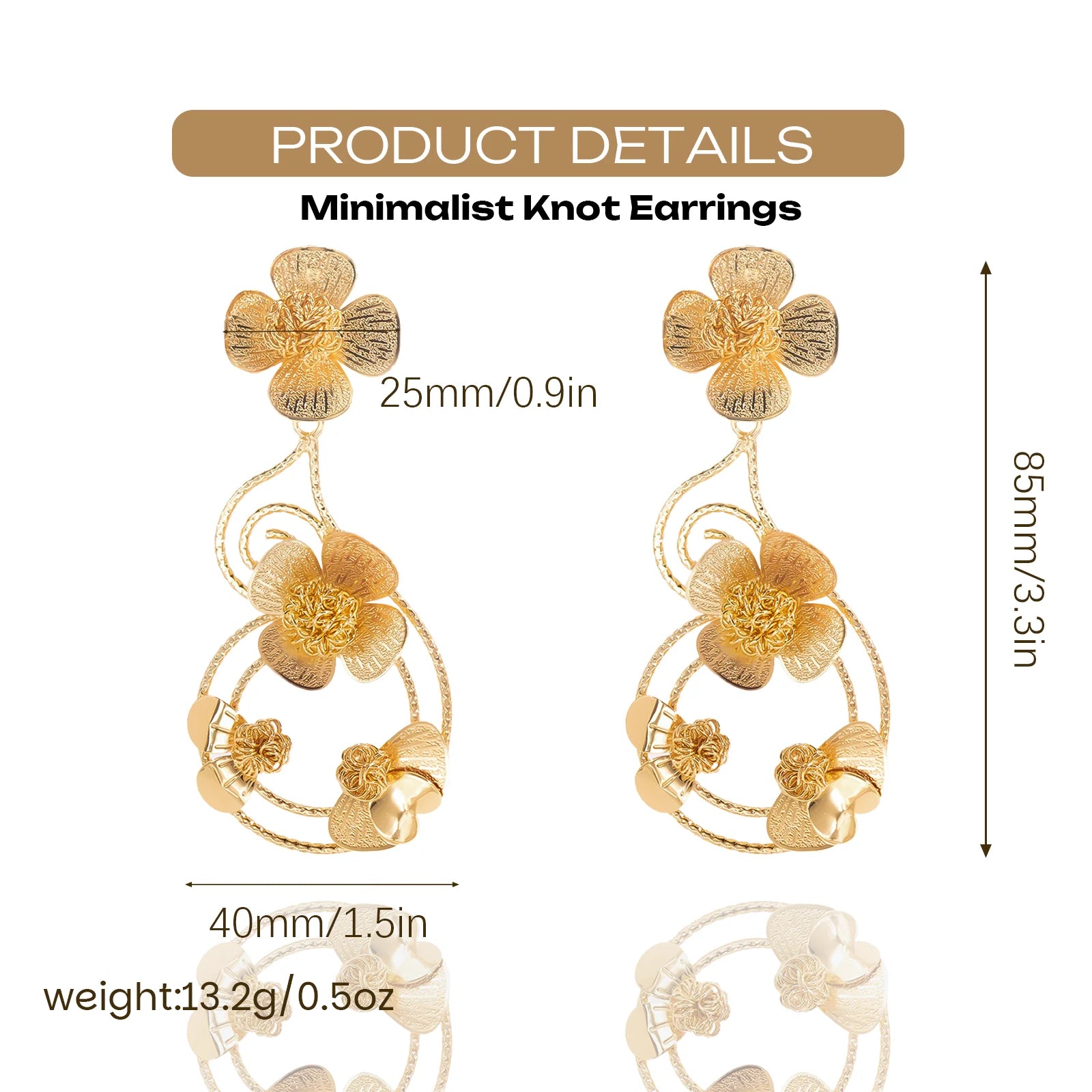 Chic Golden Flowers Earrings 18K Gold