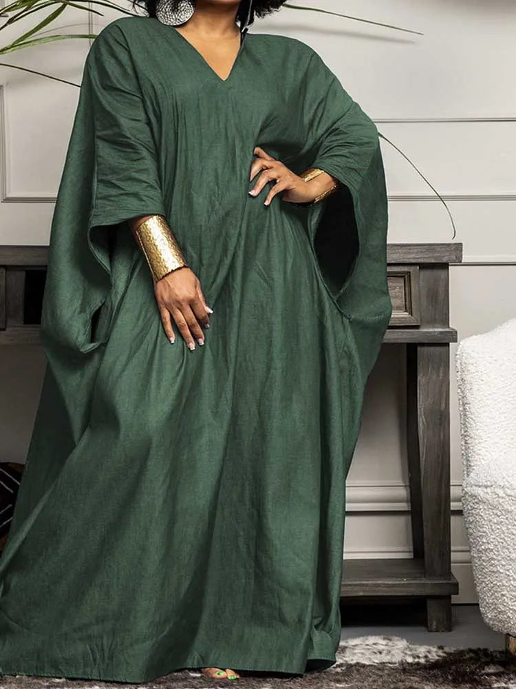 Indigo Flow Kaftan Maxi Dress